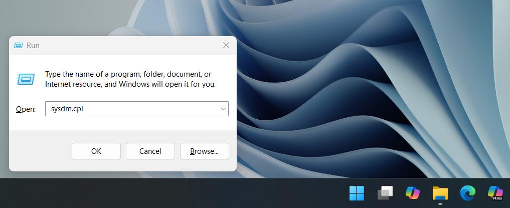Open System Properties in Windows